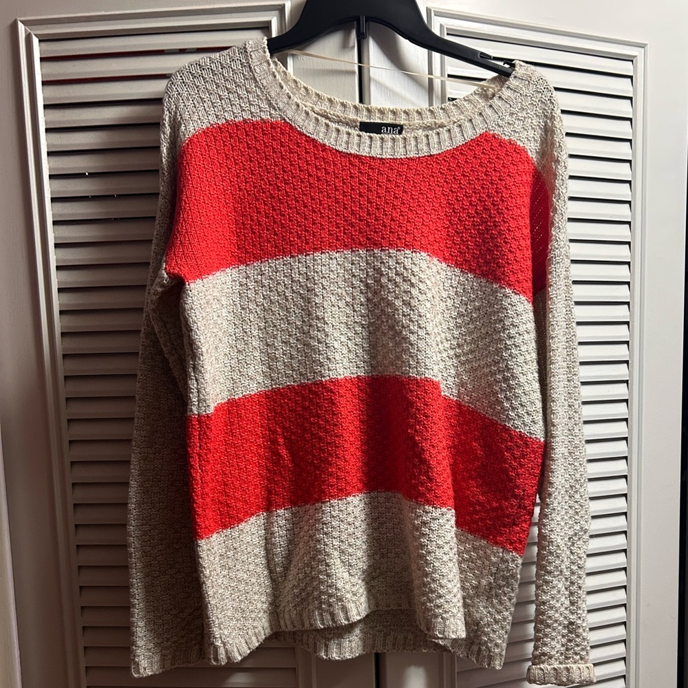 ANA beige and coral stripped sweater